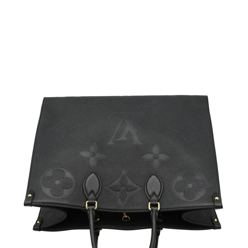 LOUIS VUITTON Onthego GM Monogram Empreinte Leather Tote Shoulder Bag Black