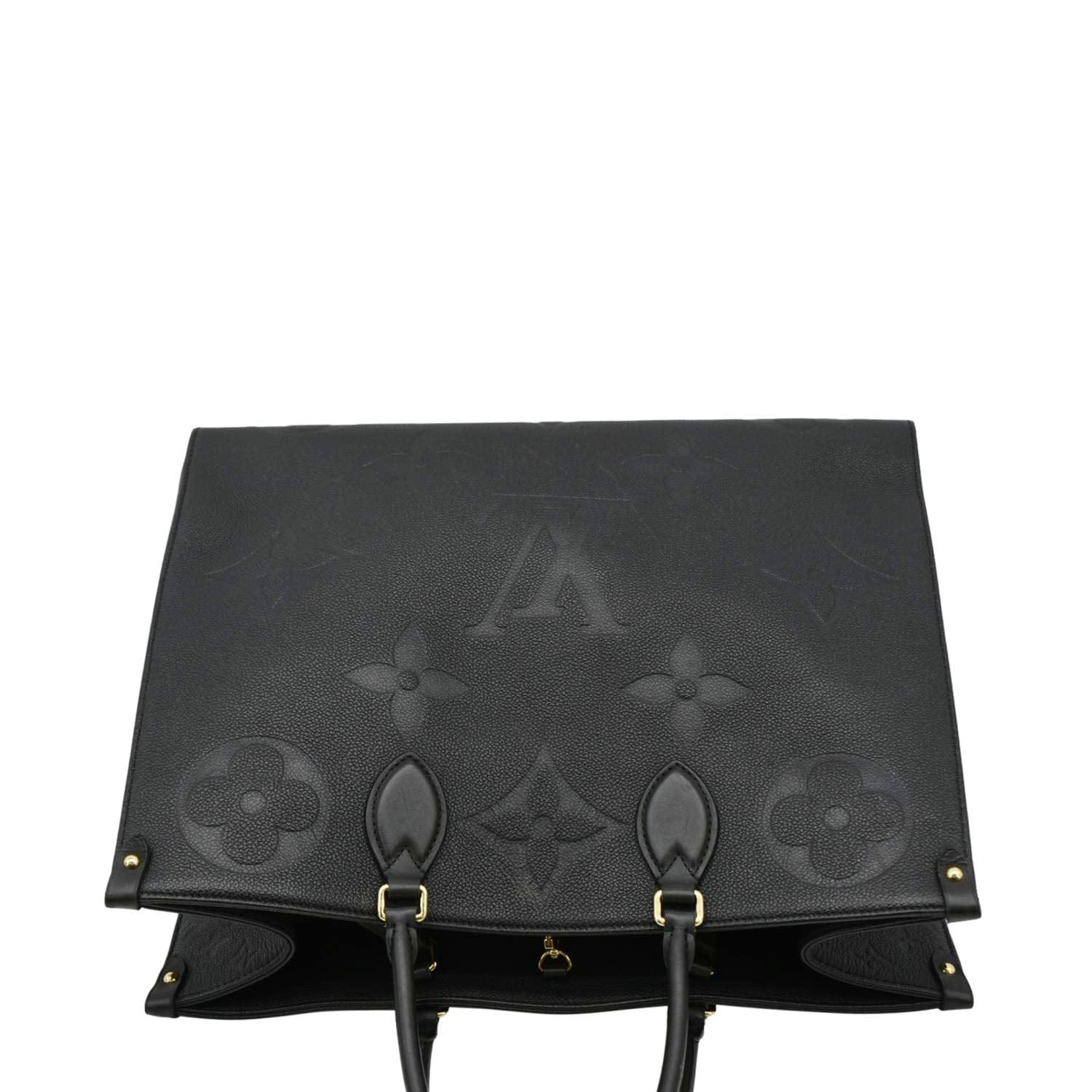 LOUIS VUITTON Onthego GM Monogram Empreinte Leather Tote Shoulder Bag Black