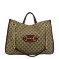 GUCCI Large Horsebit 1955 GG Supreme Canvas Shoulder Bag Red 623695