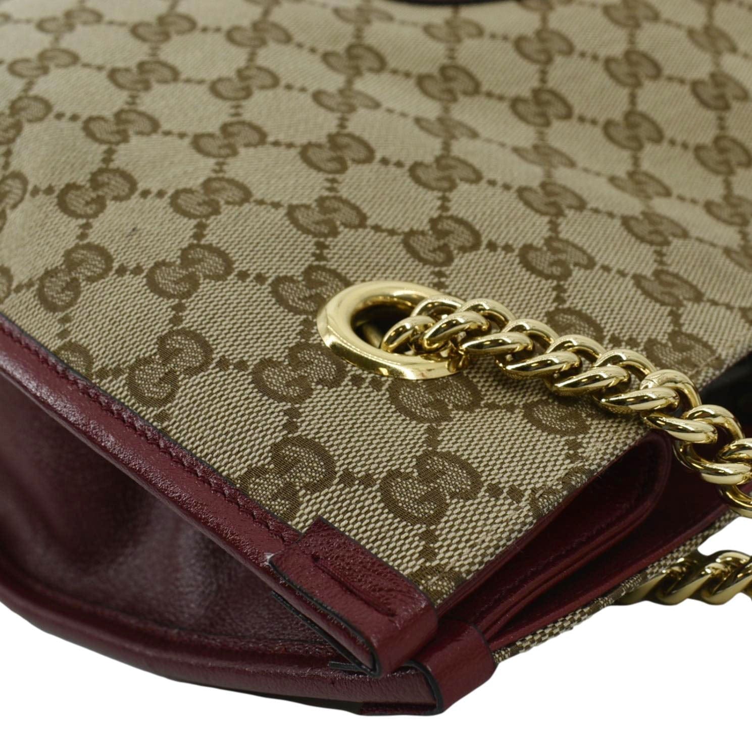 GUCCI Large Horsebit 1955 GG Supreme Canvas Shoulder Bag Red 623695