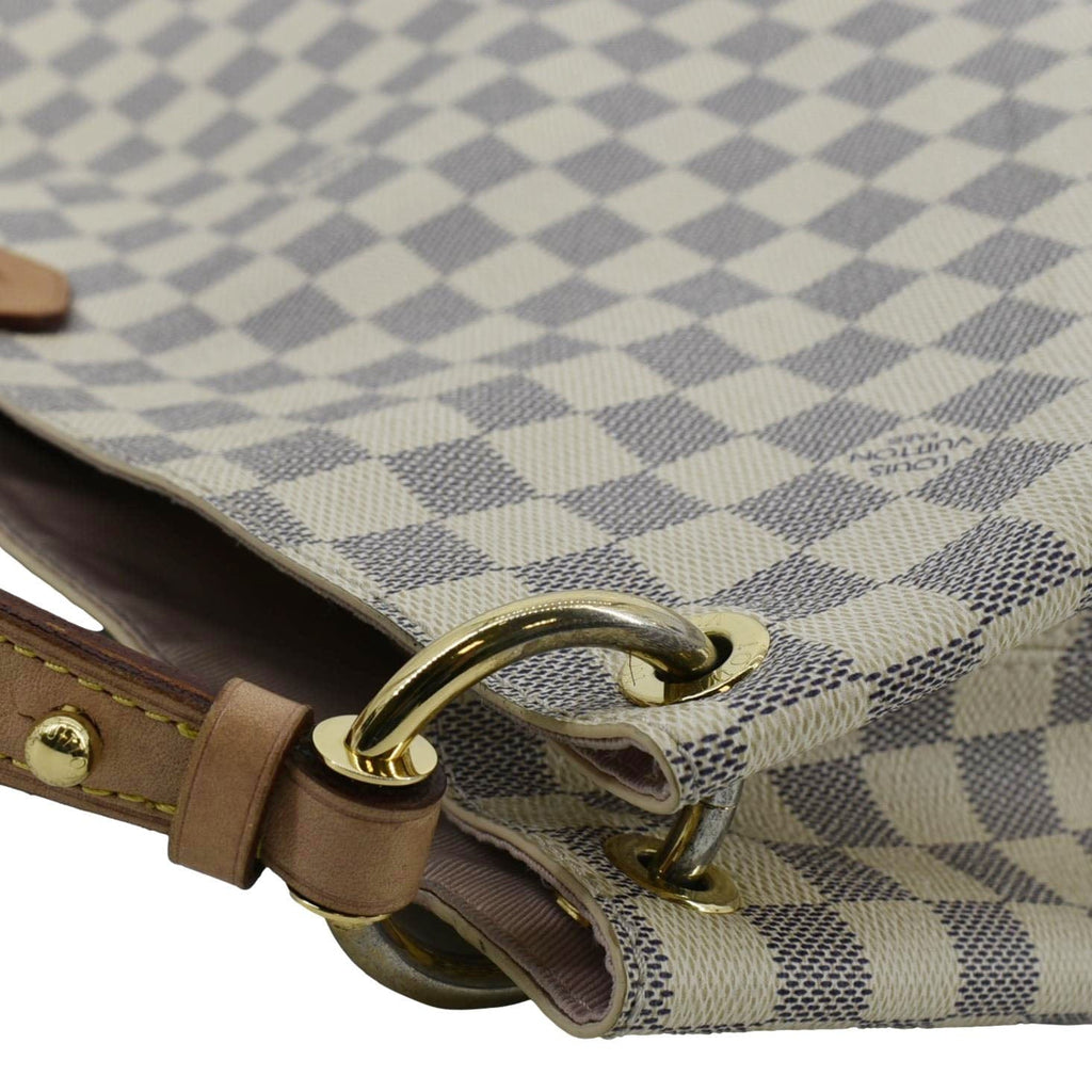 LOUIS VUITTON Graceful MM Damier Azur Shoulder Bag White