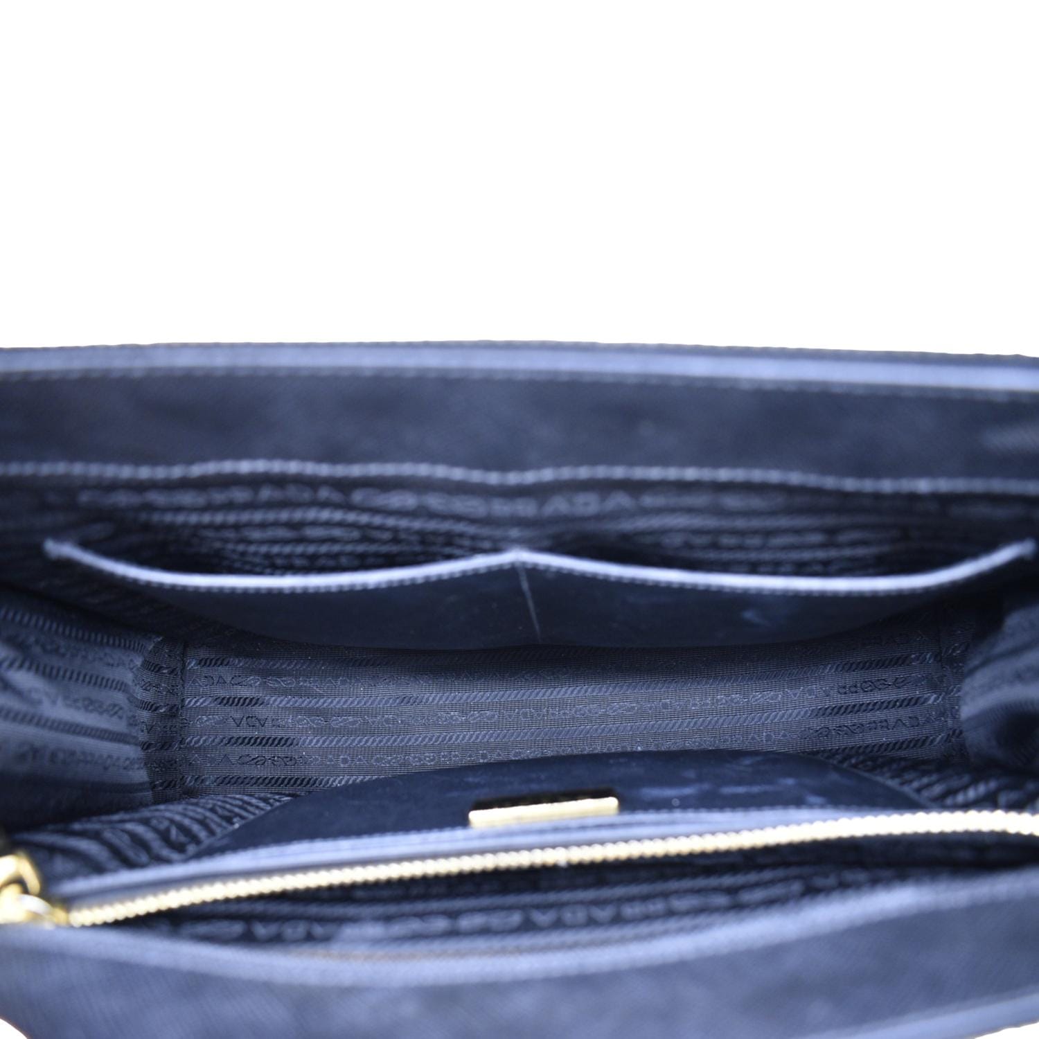 PRADA Saffiano Leather Shoulder Bag Black