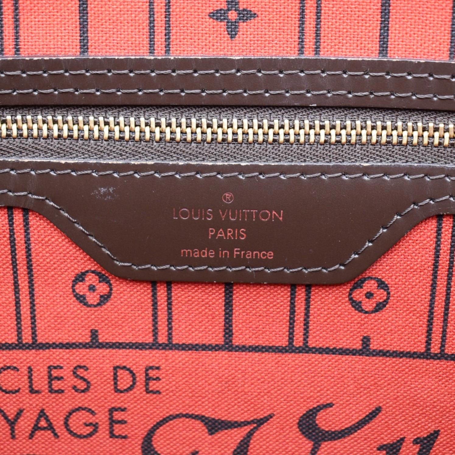 LOUIS VUITTON Neverfull MM Damier Ebene Shoulder Bag Brown
