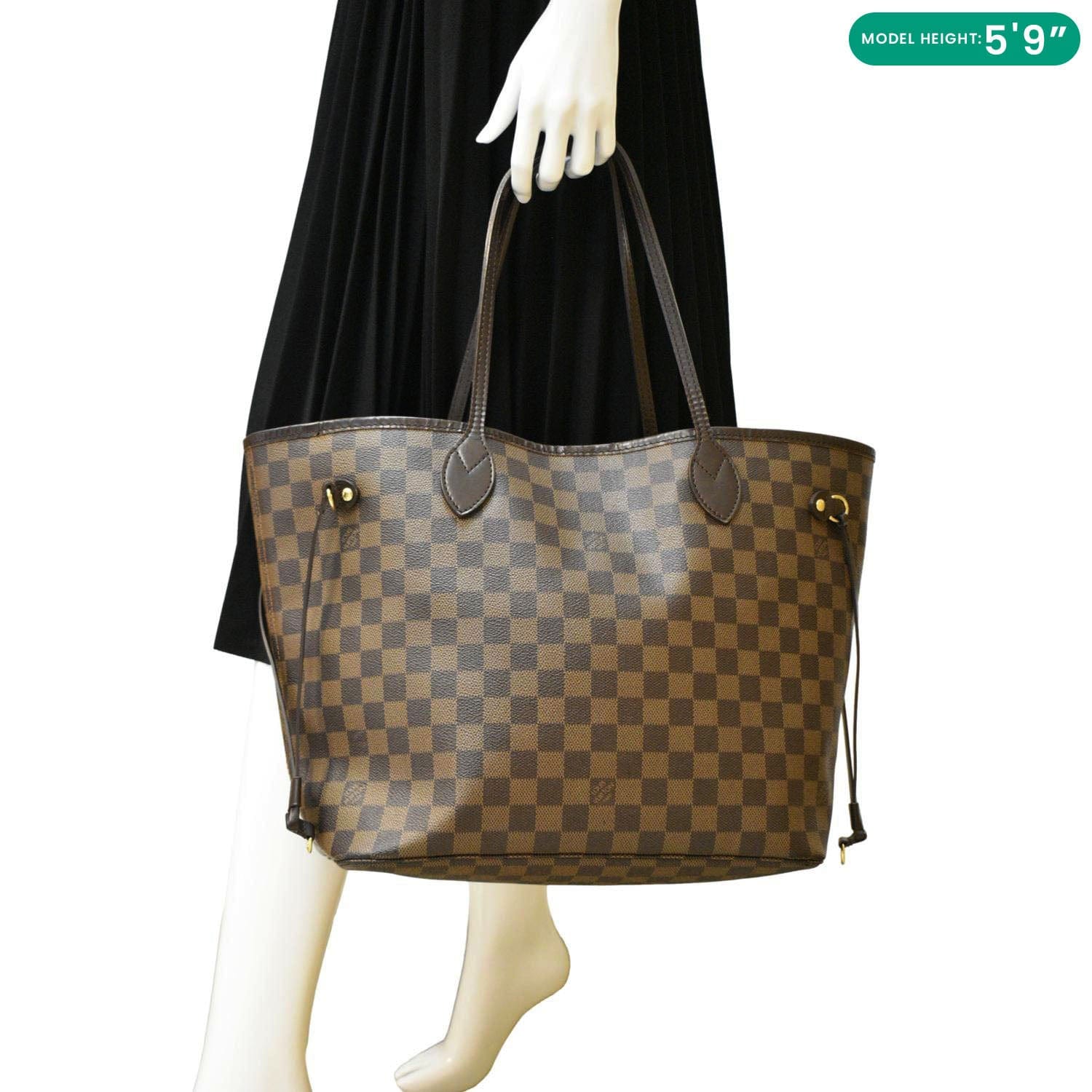 LOUIS VUITTON Neverfull MM Damier Ebene Shoulder Bag Brown