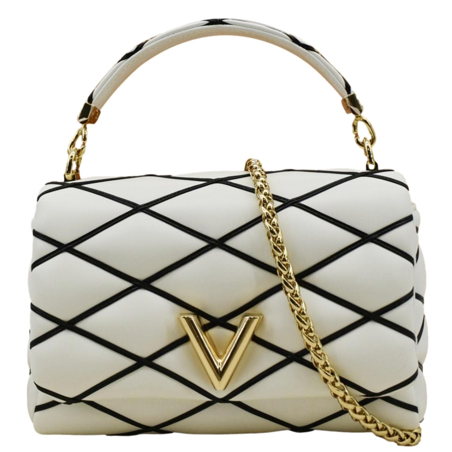 LOUIS VUITTON GO-14 MM Malletage Leather Shoulder Bag White