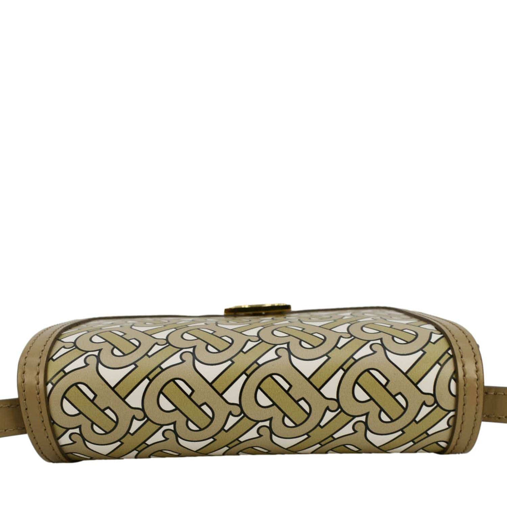 BURBERRY TB Monogram Mini Leather Shoulder Bag Beige