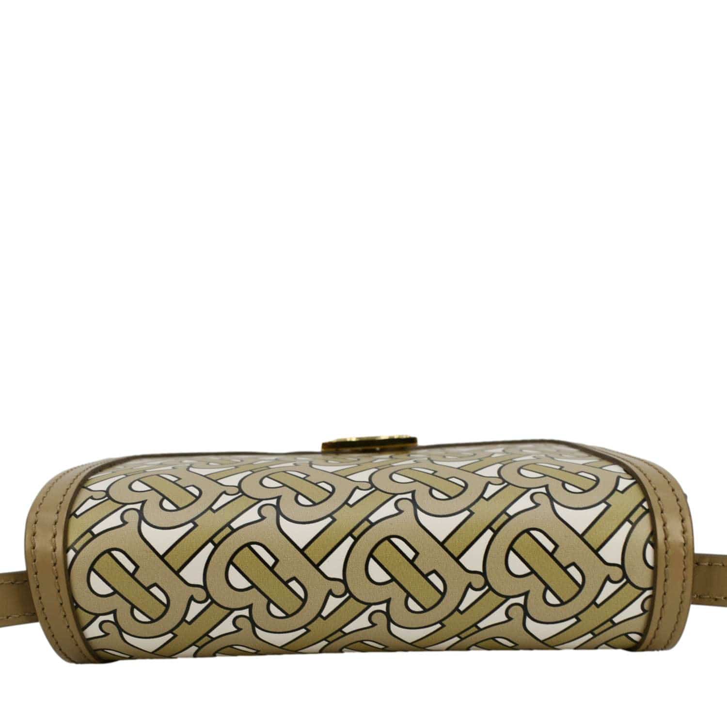 BURBERRY TB Monogram Mini Leather Shoulder Bag Beige