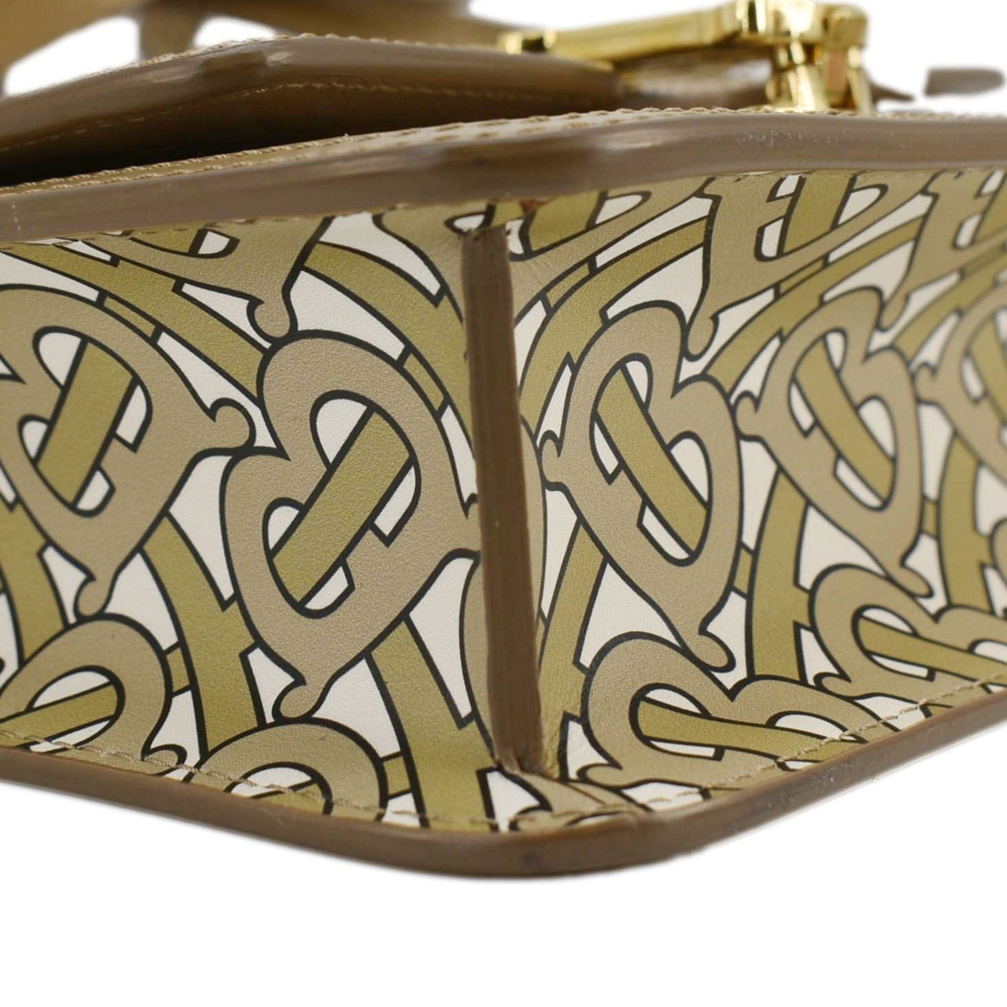 BURBERRY TB Monogram Mini Leather Shoulder Bag Beige