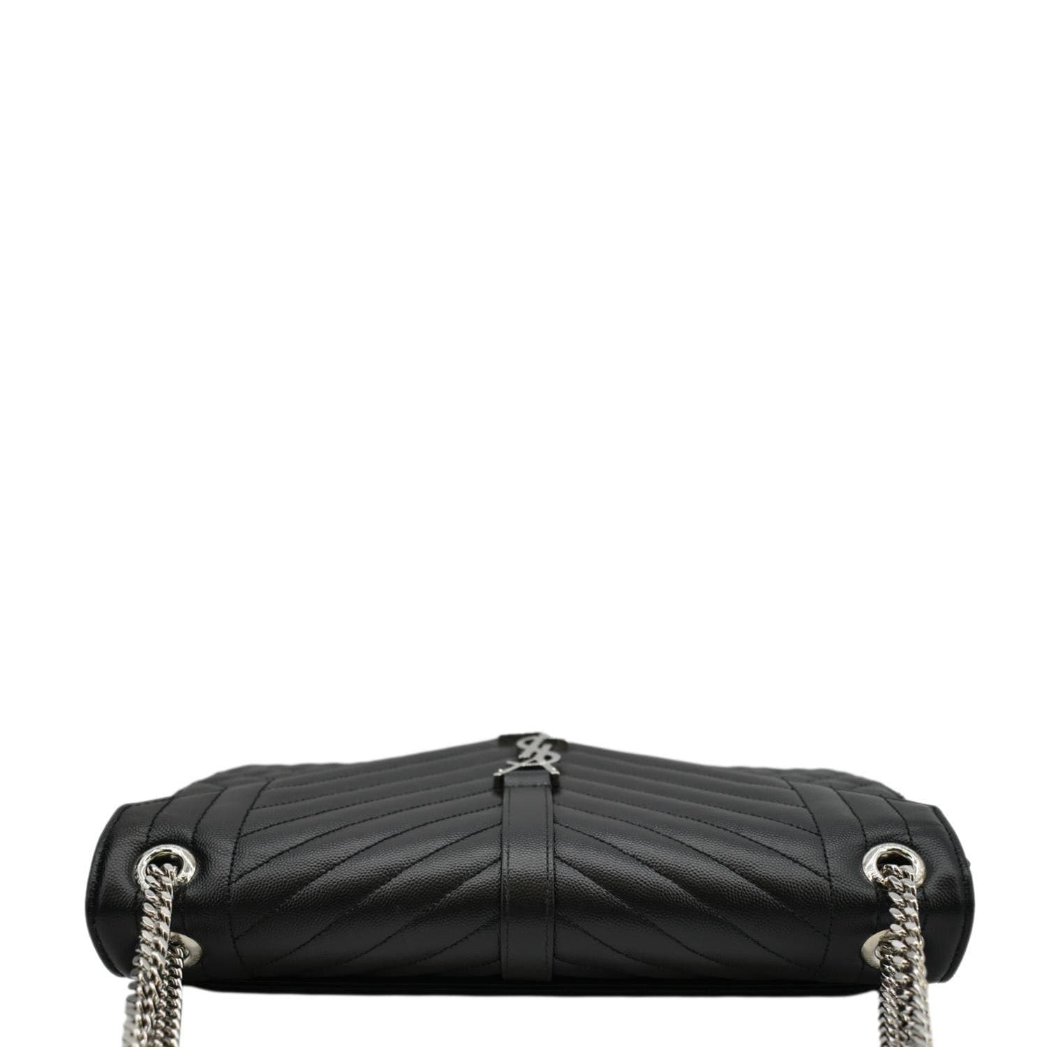YVES SAINT LAURENT Large Envelope Mix Matelasse Leather Chain Shoulder Bag Black