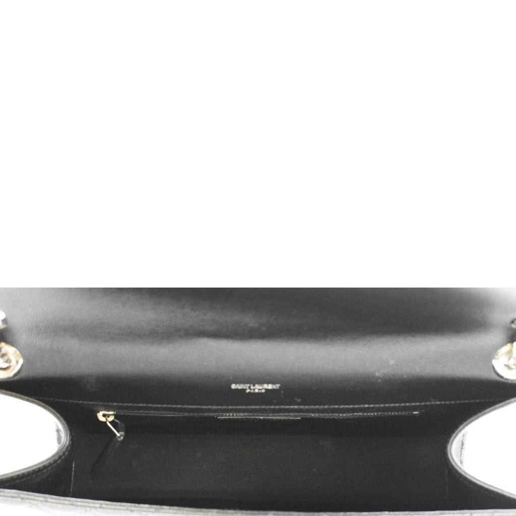 YVES SAINT LAURENT Large Envelope Mix Matelasse Leather Chain Shoulder Bag Black