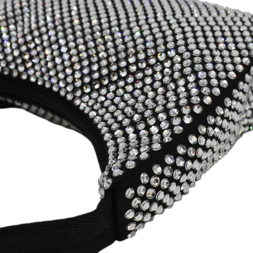 PRADA Mini Re-Edition 2000 Crystal Embellished Satin Tote Bag Black