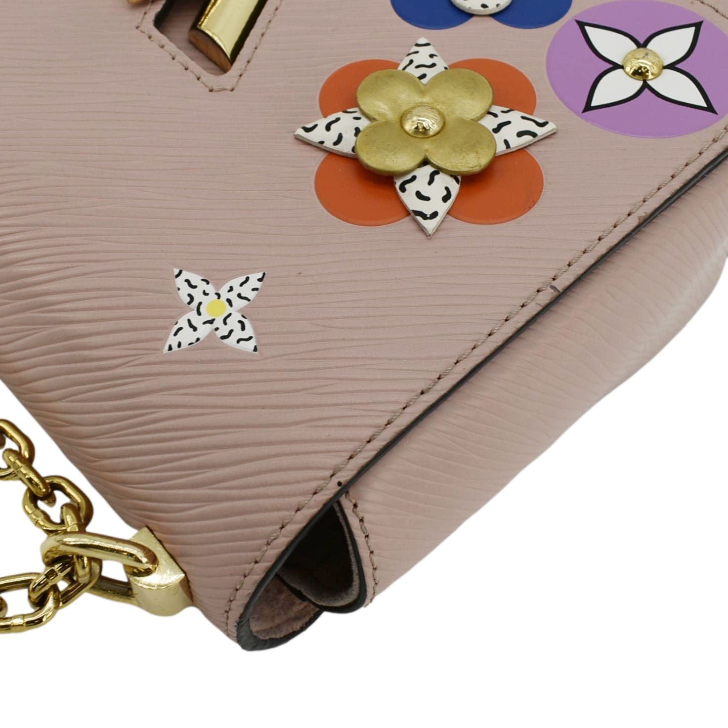 LOUIS VUITTON Twist MM Bloom Flower Epi Leather Chain Shoulder Bag Pink