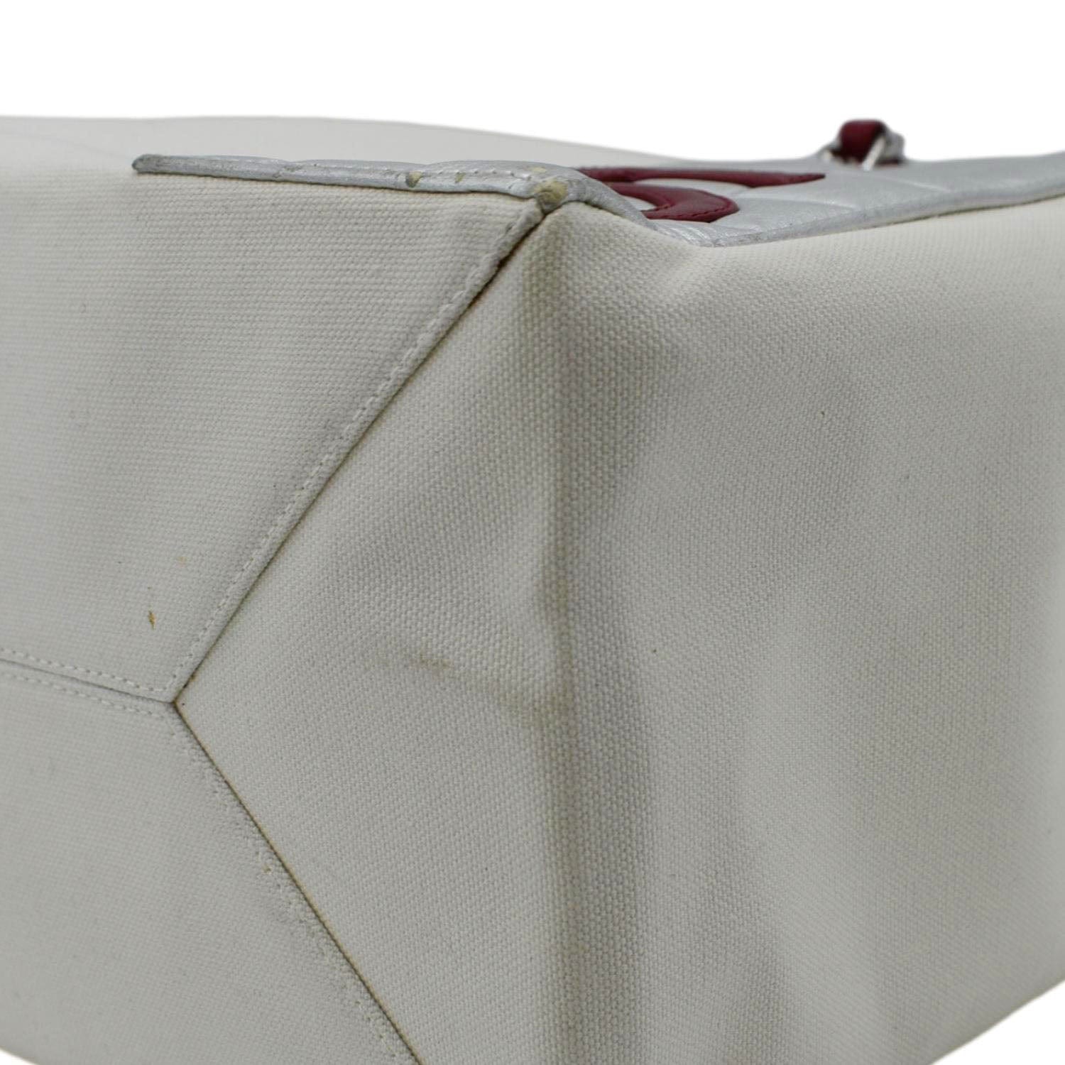 CHANEL Foil No.5 Canvas Chain Shopping Tote Bag White