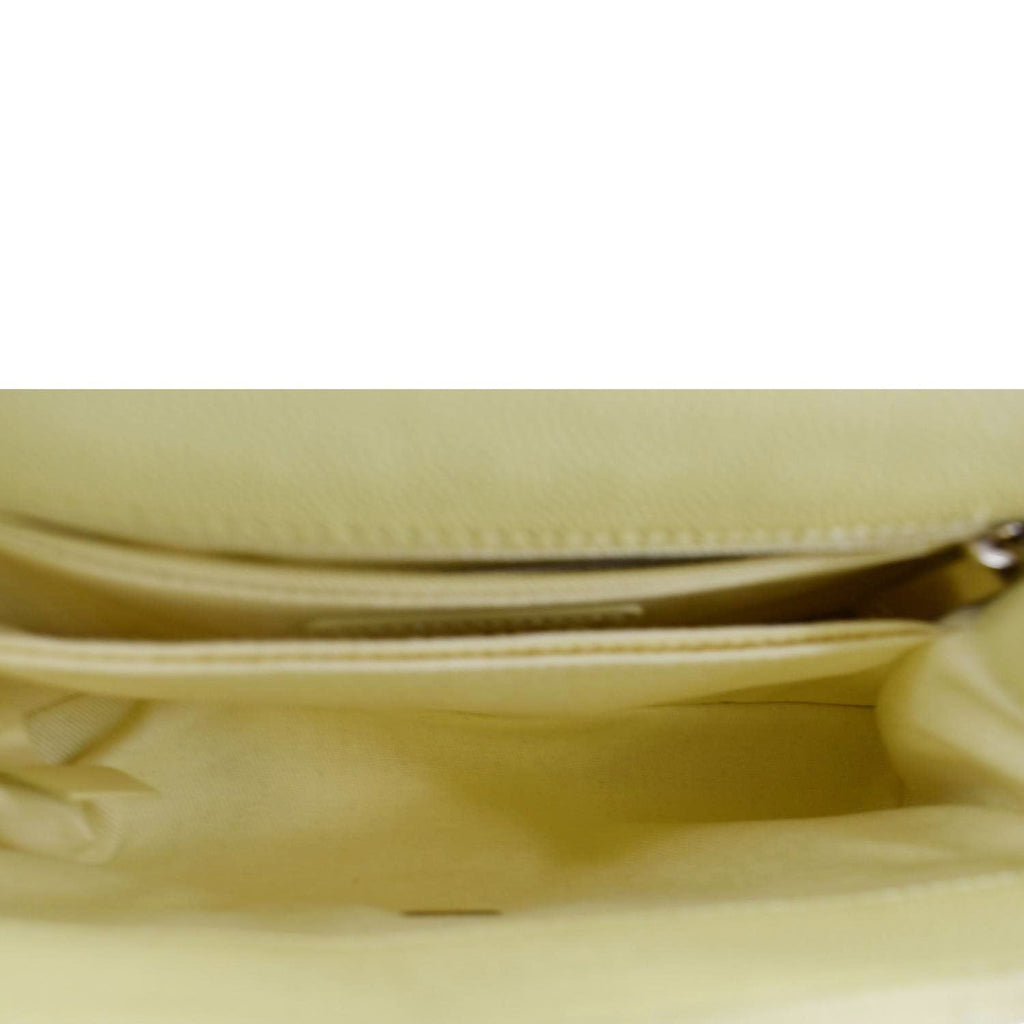 CHANEL CC Coco Flap Caviar Leather Top Handle Shoulder Bag Yellow 24229597