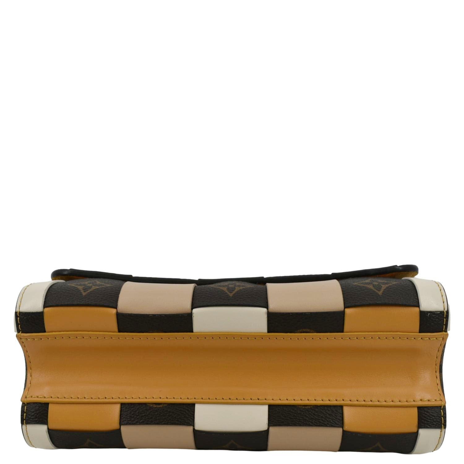 Louis Vuitton Twist MM Monogram Check Leather Shoulder Bag Orange