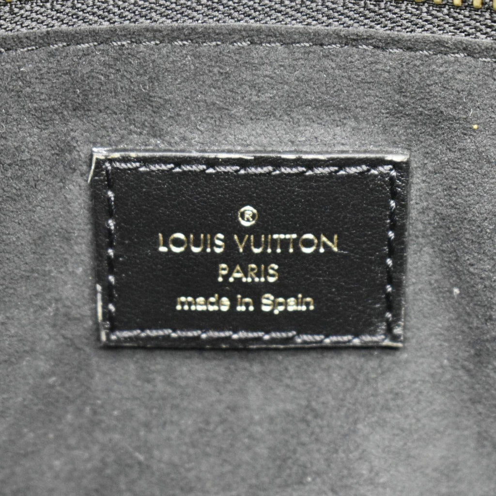 LOUIS VUITTON Broderies Neverfull MM Giant Empreinte Monogram Tote Bag Cream