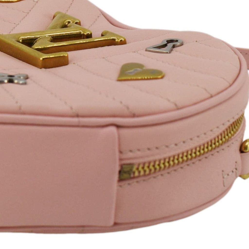 LOUIS VUITTON New Wave Heart Quilted Leather Shoulder Bag Dusty Pink