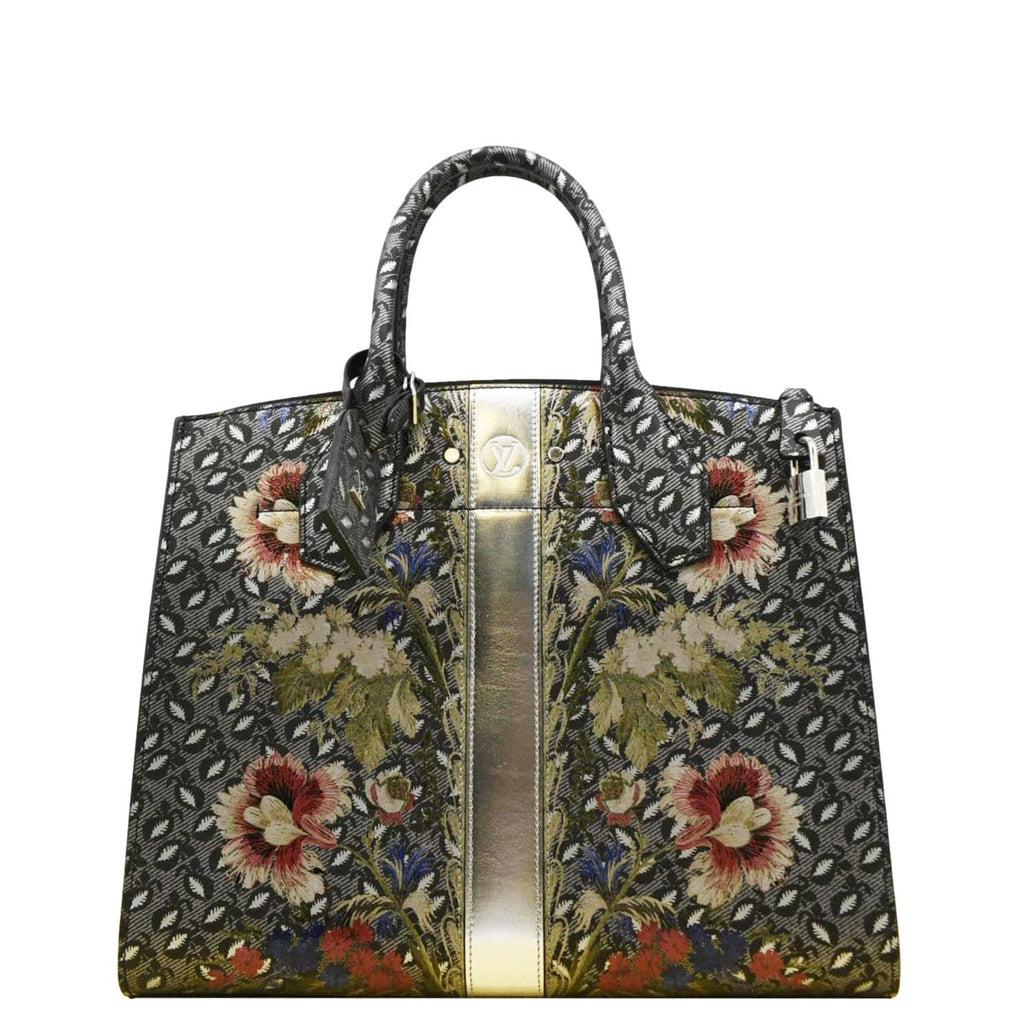 LOUIS VUITTON City Steamer Floral Print Canvas Tote Bag Grey/Silver