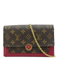LOUIS VUITTON Flore Monogram Canvas Chain Wallet Shoulder Bag Fuchsia