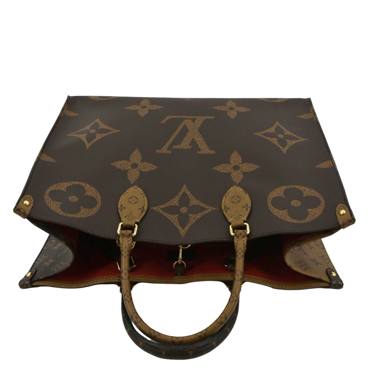 LOUIS VUITTON Onthego GM Giant Monogram Canvas Tote Shoulder Bag Brown