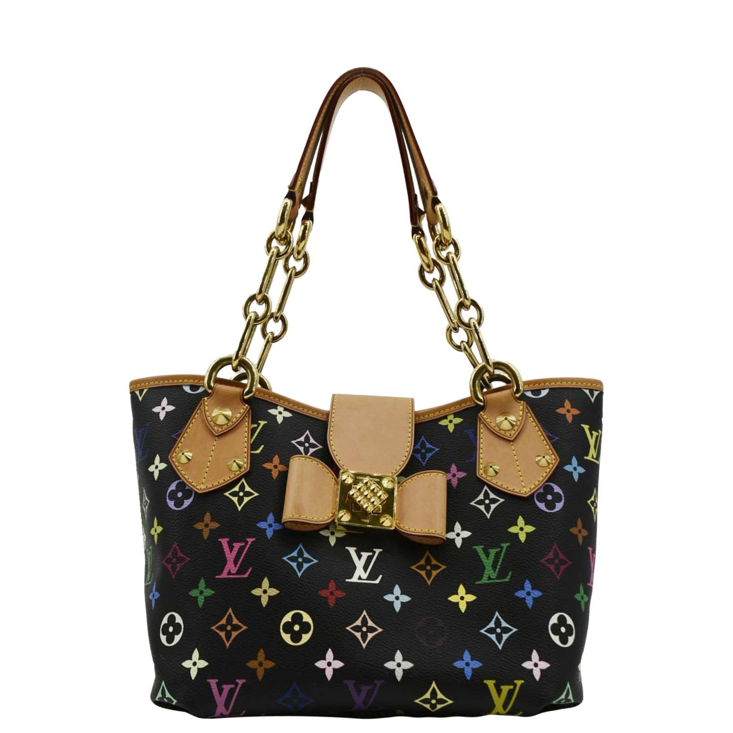 LOUIS VUITTON Annie MM Multicolor Monogram Canvas Shoulder Bag Black