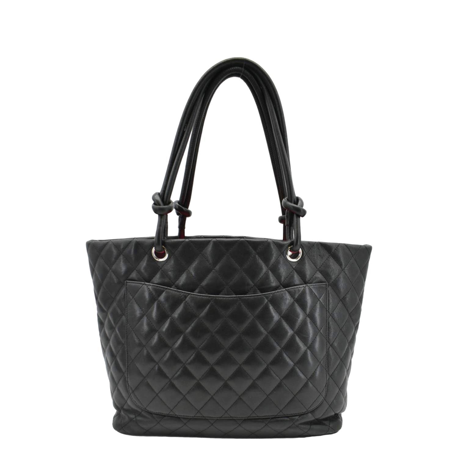 CHANEL Cambon Ligne Quilted Leather Tote Bag Black
