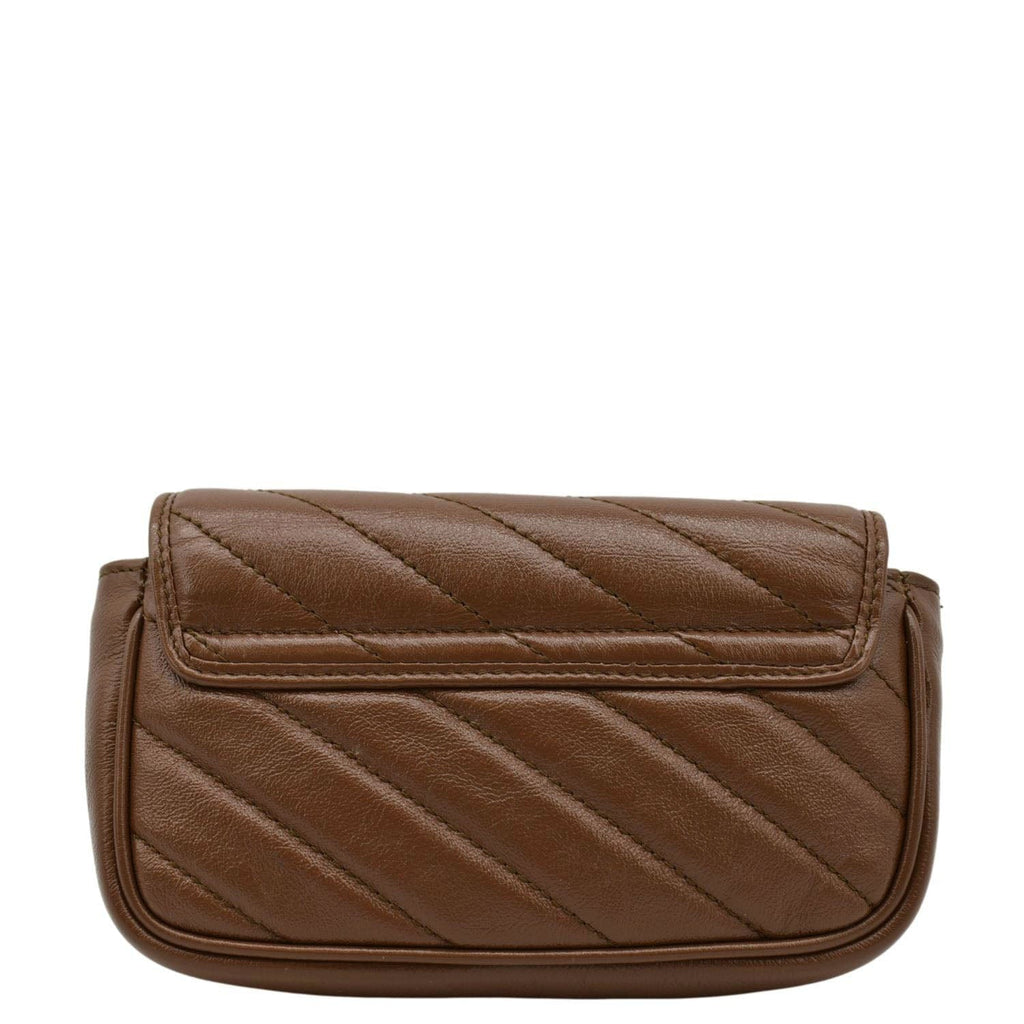GUCCI GG Marmont Super Mini Matelasse Leather Shoulder Bag Brown 476433
