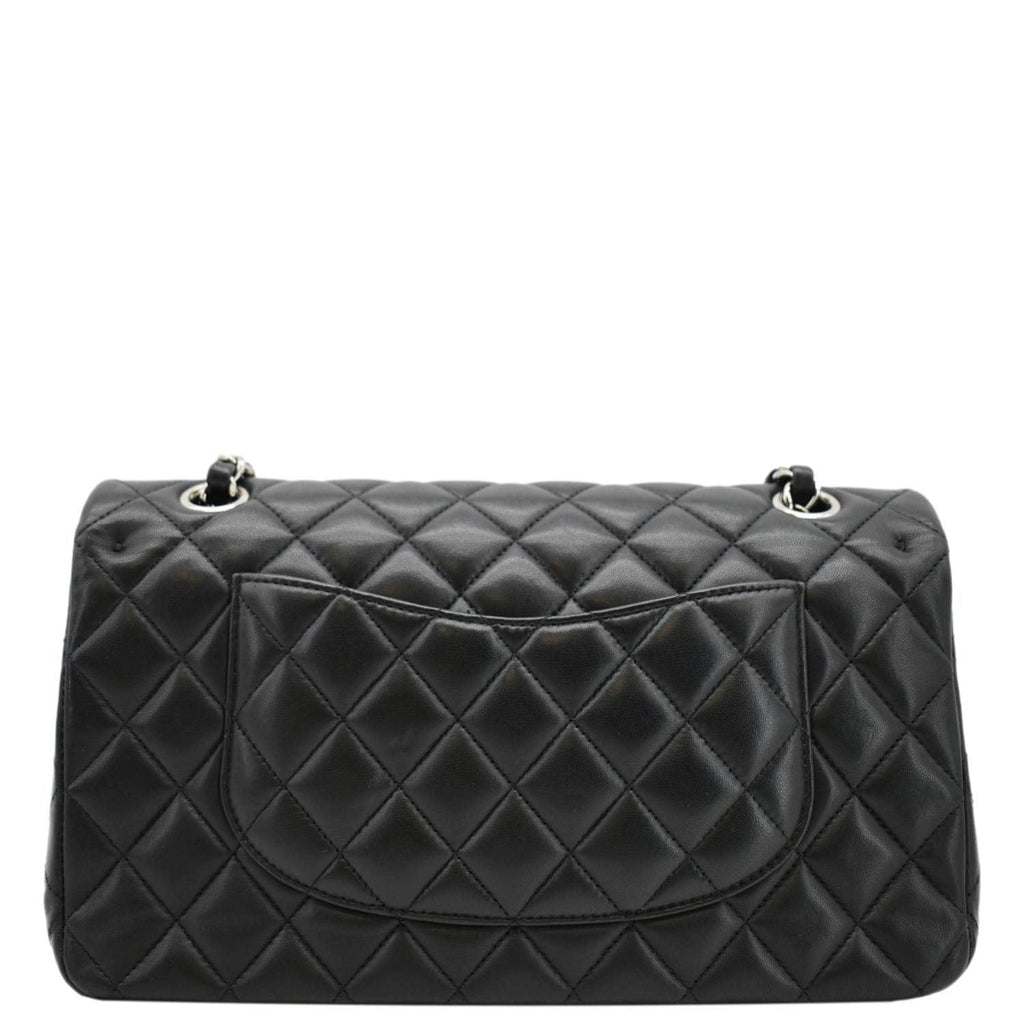 CHANEL Classic Medium Double Flap Quilted Leather Shoulder Bag Black