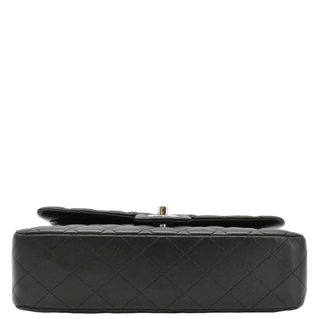 CHANEL Classic Medium Double Flap Quilted Leather Shoulder Bag Black