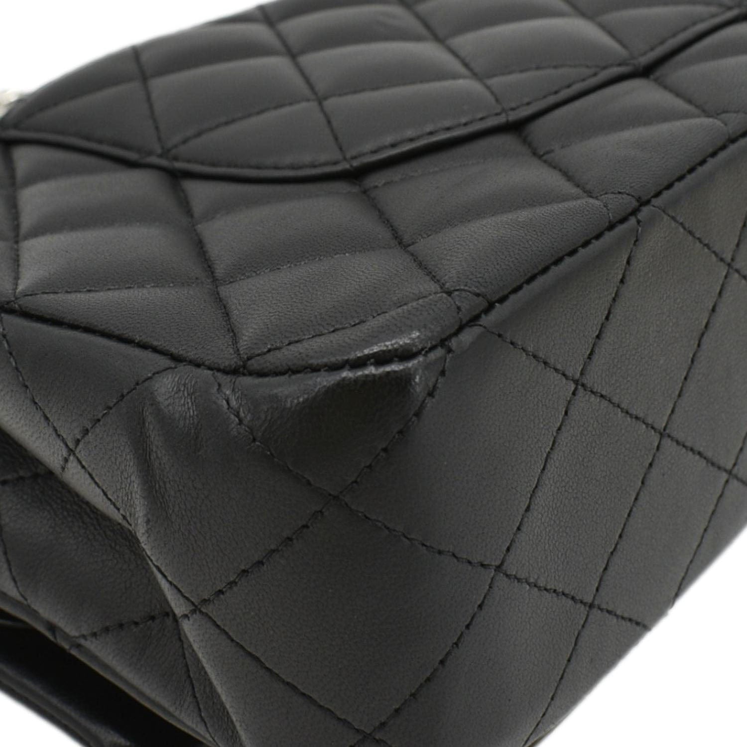 CHANEL Classic Medium Double Flap Quilted Leather Shoulder Bag Black