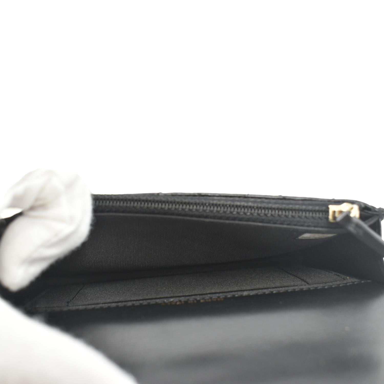 CHANEL Pearl Strap CC Mini Quilted Leather Wallet on Chain Shoulder Bag Black