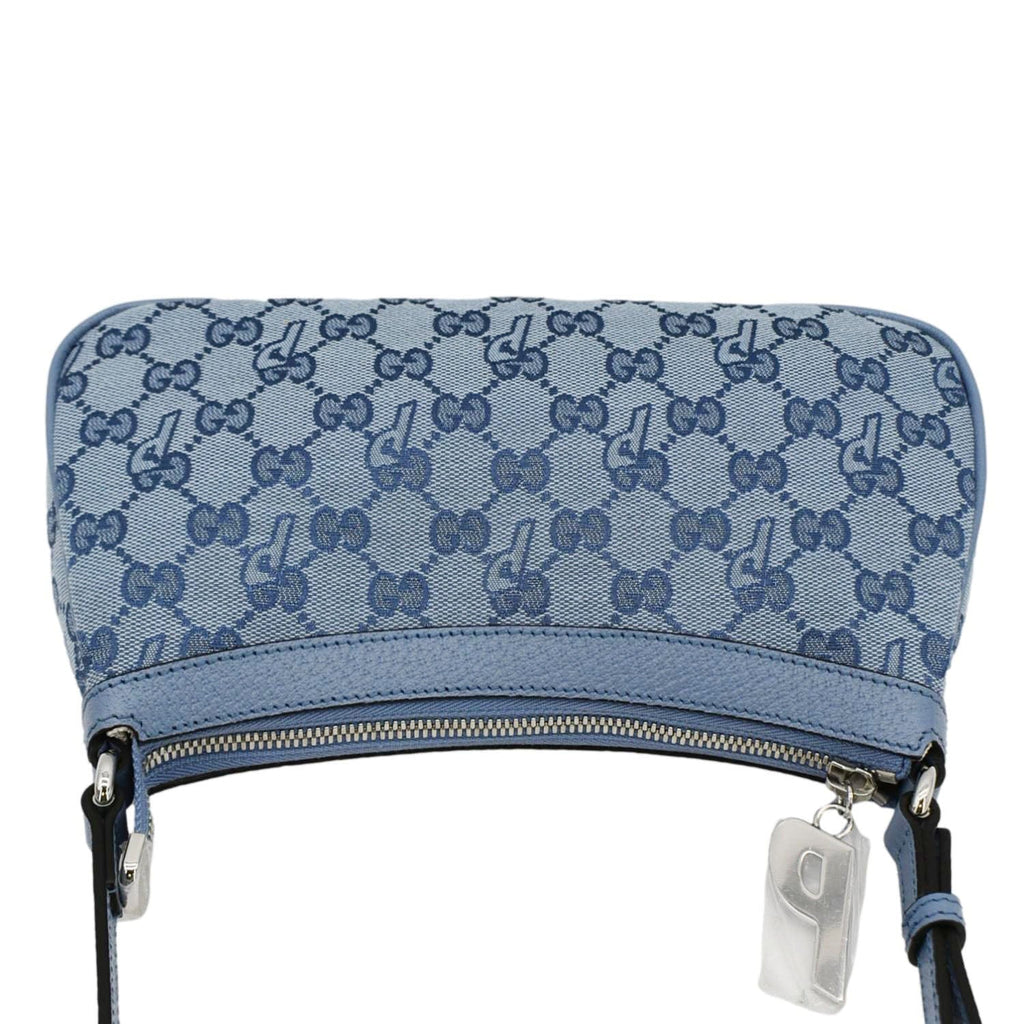 GUCCI X Palace Half Moon Mini GG-P Canvas Shoulder Bag Light Blue 723737
