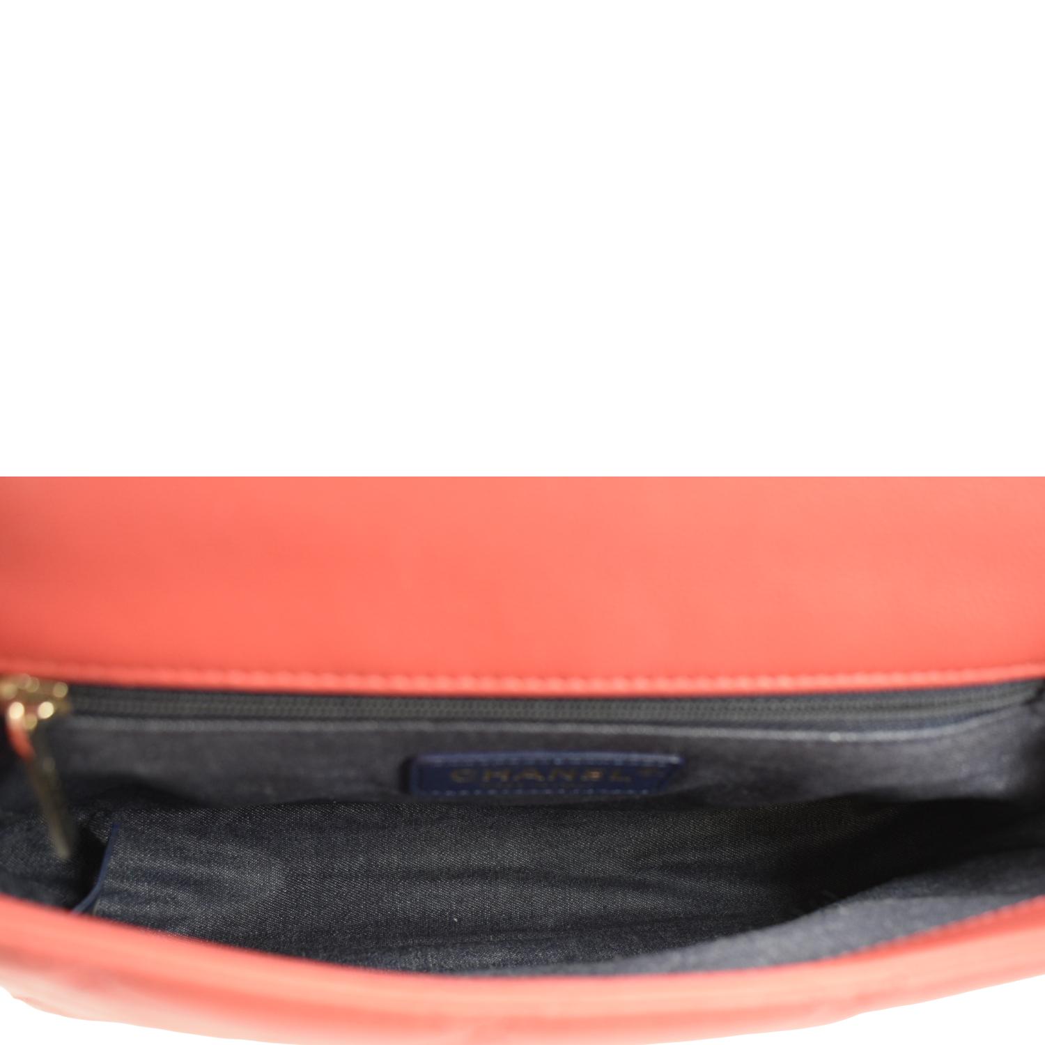 CHANEL Resin Chain Flap Lambskin Quilted Leather Shoulder Bag Red