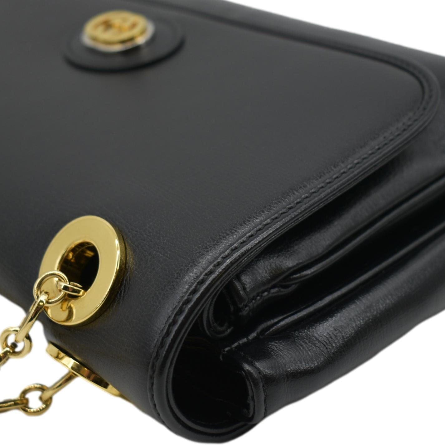 GUCCI Linea Marina Small Chain Leather Shoulder Bag Black 576421