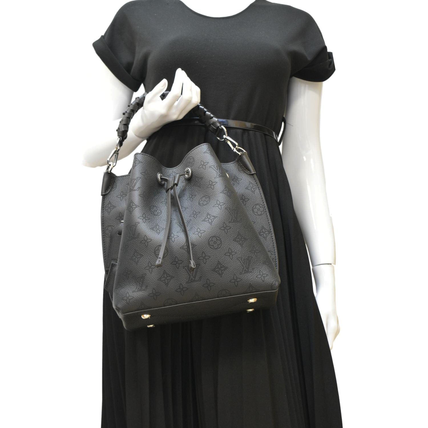 LOUIS VUITTON Muria Mahina Perforated Leather Shoulder Bag Black