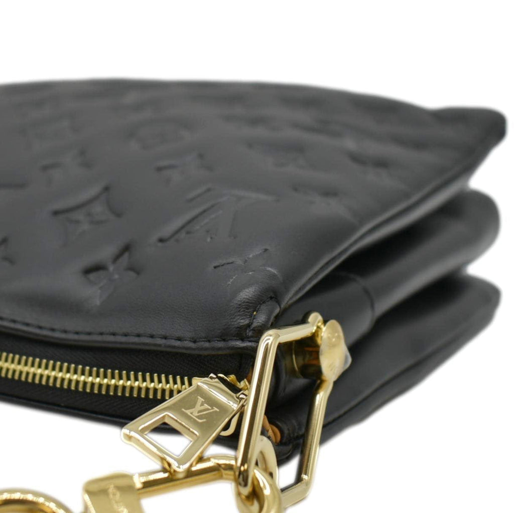 LOUIS VUITTON Coussin MM Monogram Embossed Shoulder Bag Black