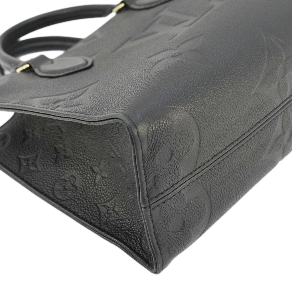 LOUIS VUITTON Onthego PM Monogram Empreinte Leather Tote Shoulder Bag Black