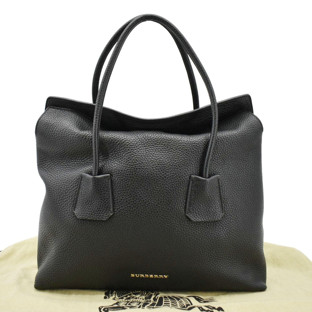 BURBERRY Baynard Medium Grainy Calfskin Leather Tote Bag Black