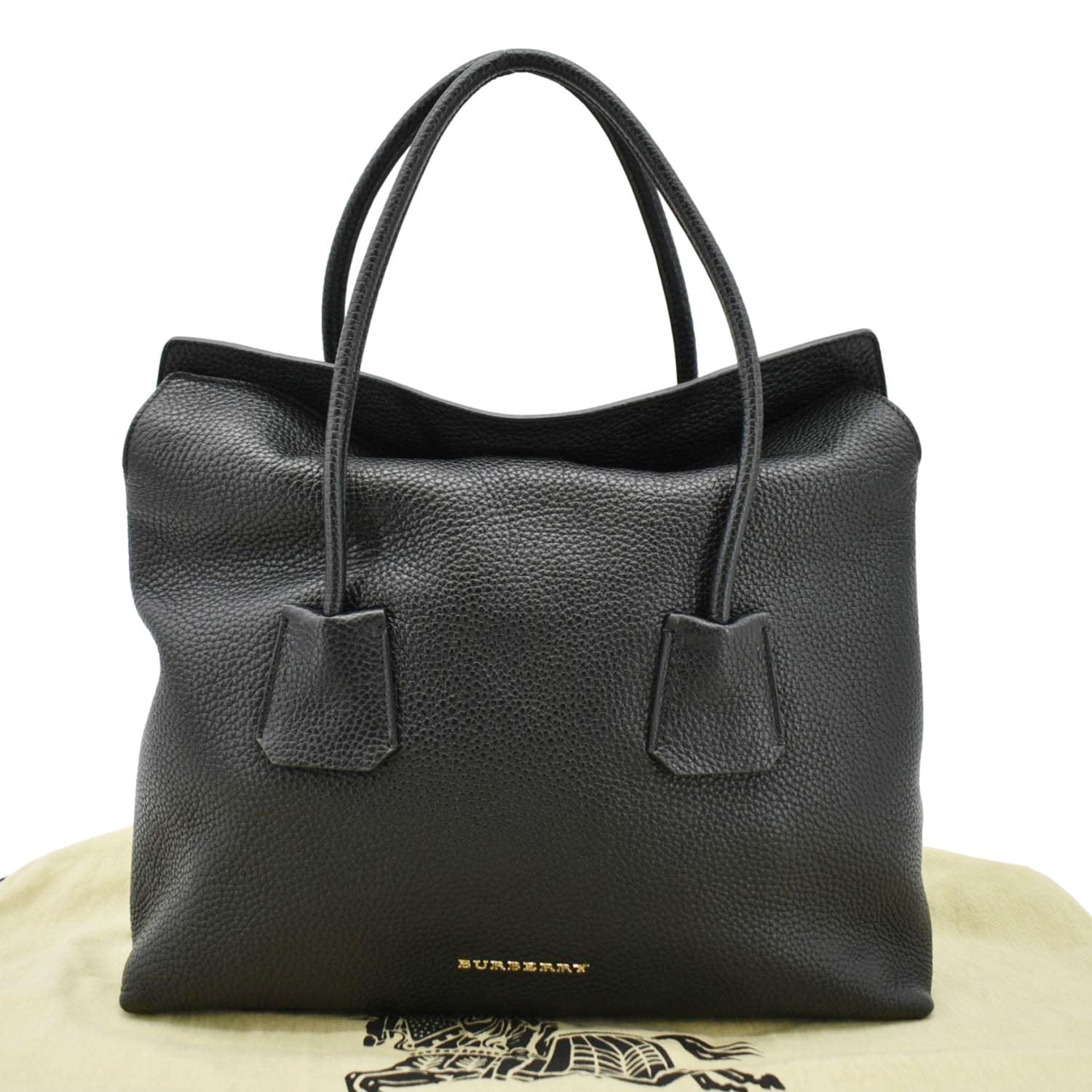 BURBERRY Baynard Medium Grainy Calfskin Leather Tote Bag Black
