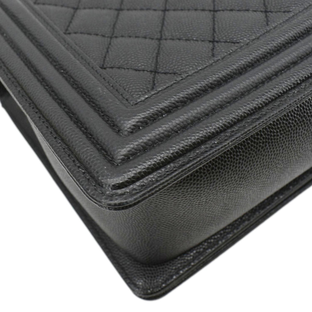 CHANEL Medium Boy Flap Caviar Quilted Leather Shoulder Bag Black