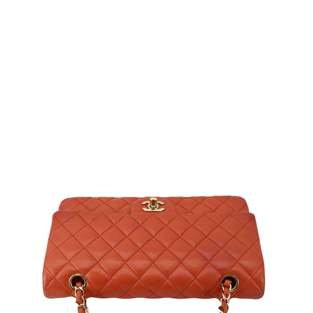 CHANEL Classic Double Flap Medium Quilted Leather Shoulder Bag Red