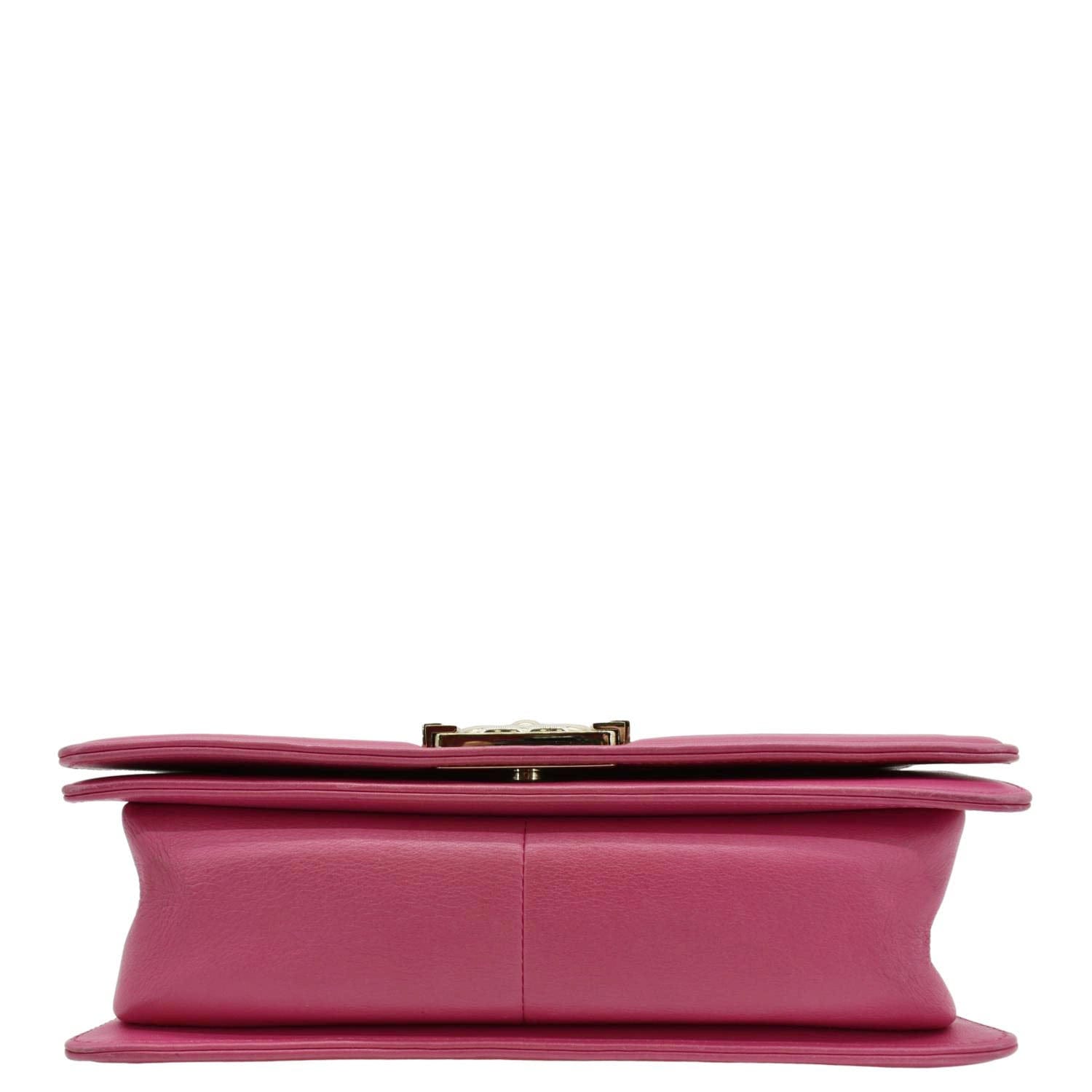 CHANEL Medium Boy Flap Quilted Leather Shoulder Bag Pink