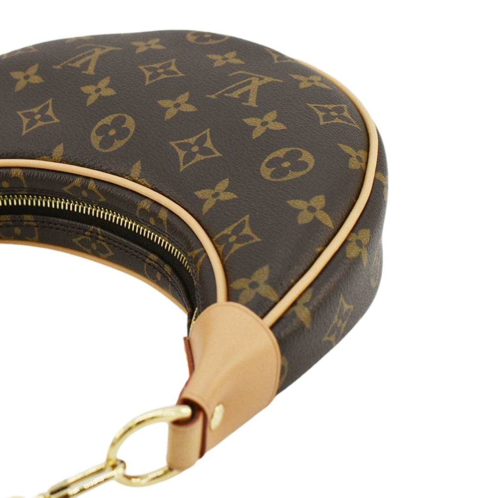 LOUIS VUITTON Loop Half Moon Monogram Canvas Shoulder Bag Brown