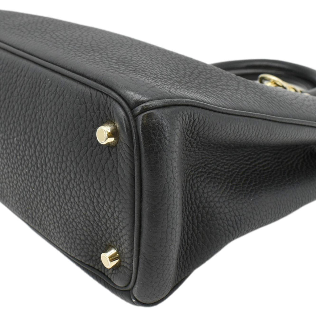 CHRISTIAN DIOR Diorissimo Leather Tote Shoulder  Bag Black