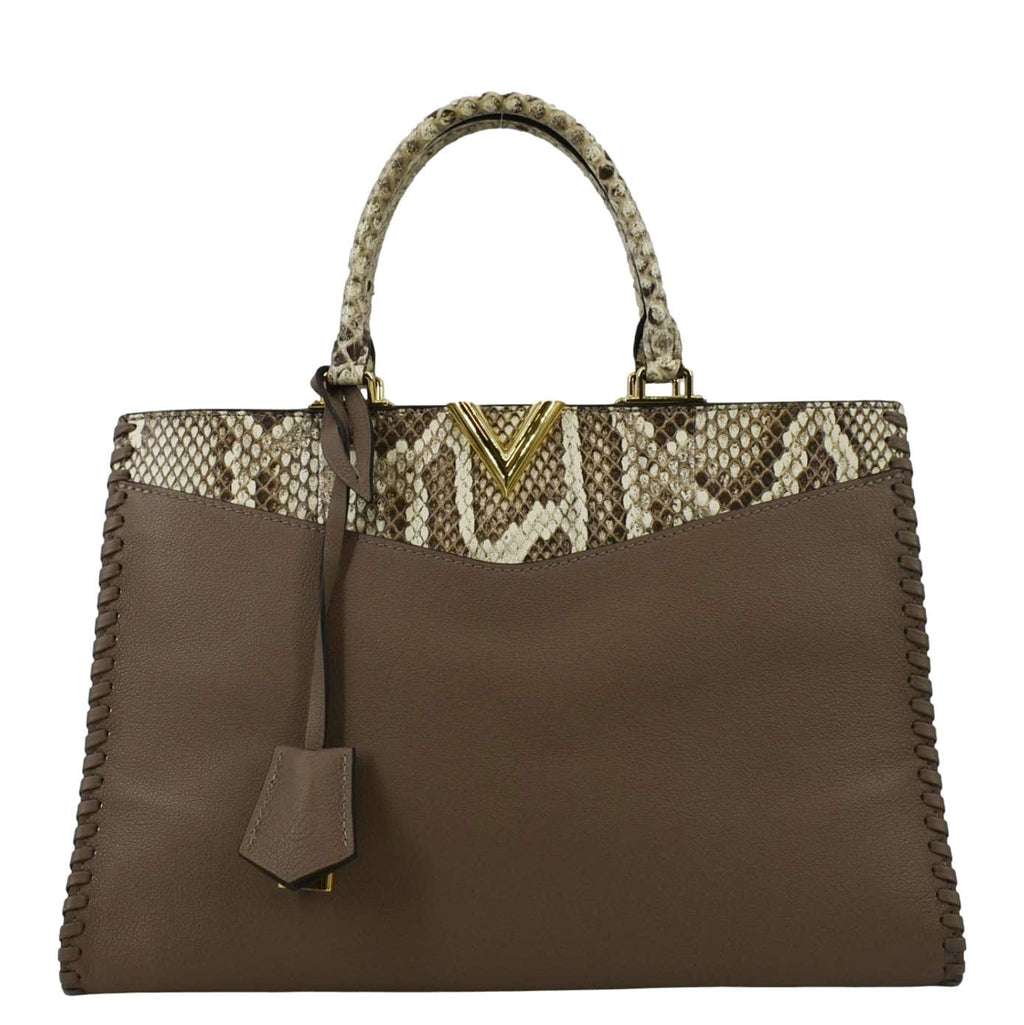 LOUIS VUITTON Very Zipped Python Leather Tote Shoulder Bag Beige