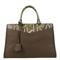 LOUIS VUITTON Very Zipped Python Leather Tote Shoulder Bag Beige