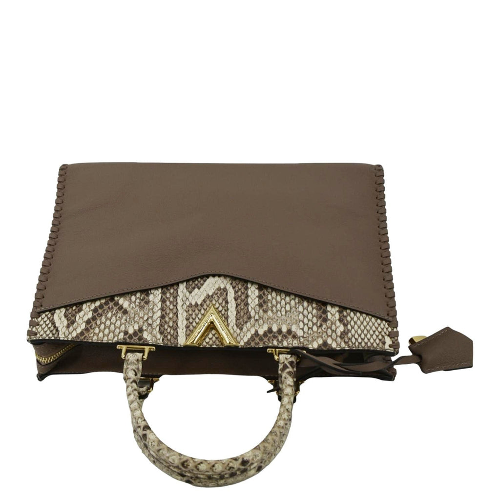 LOUIS VUITTON Very Zipped Python Leather Tote Shoulder Bag Beige