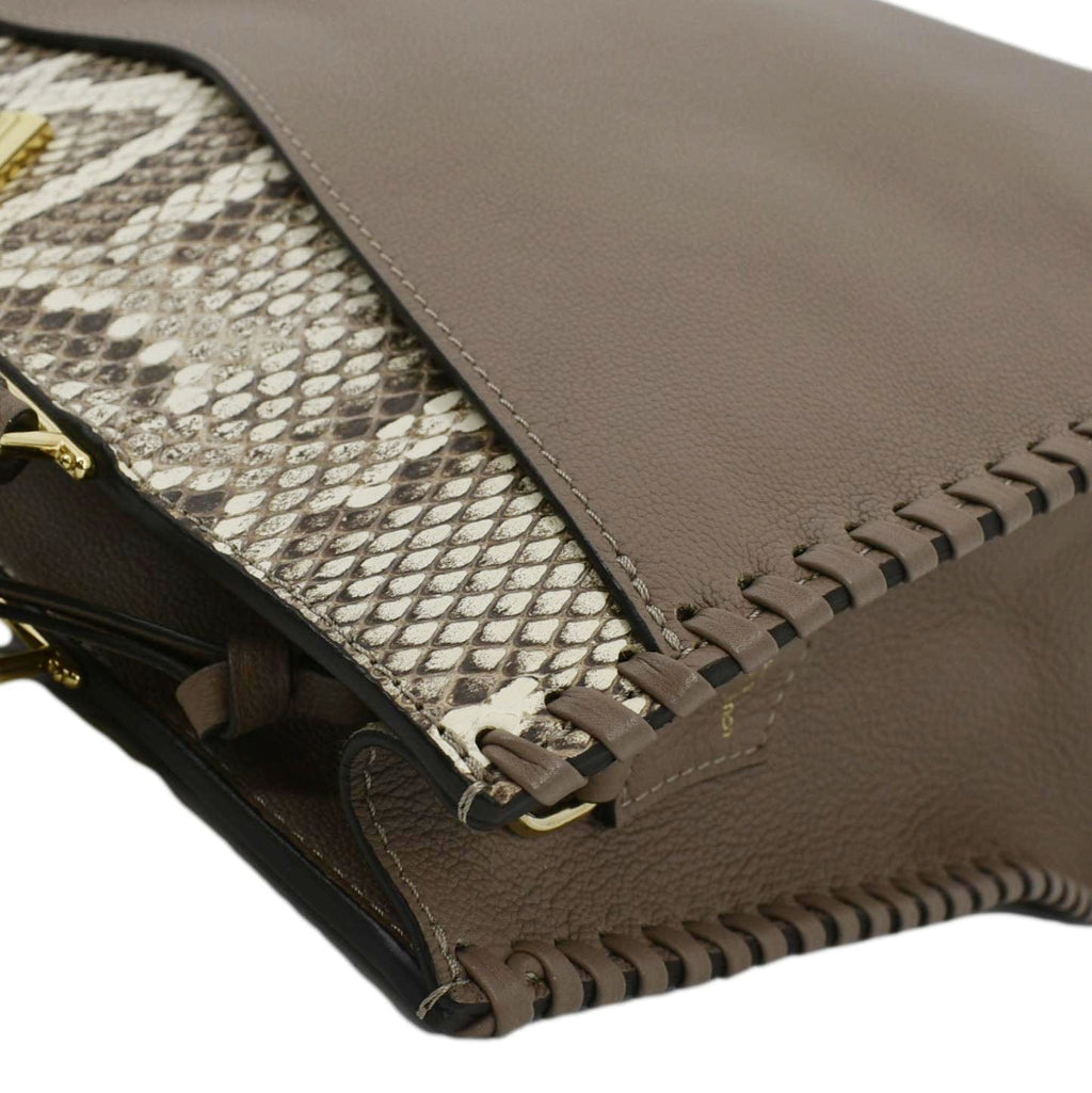 LOUIS VUITTON Very Zipped Python Leather Tote Shoulder Bag Beige