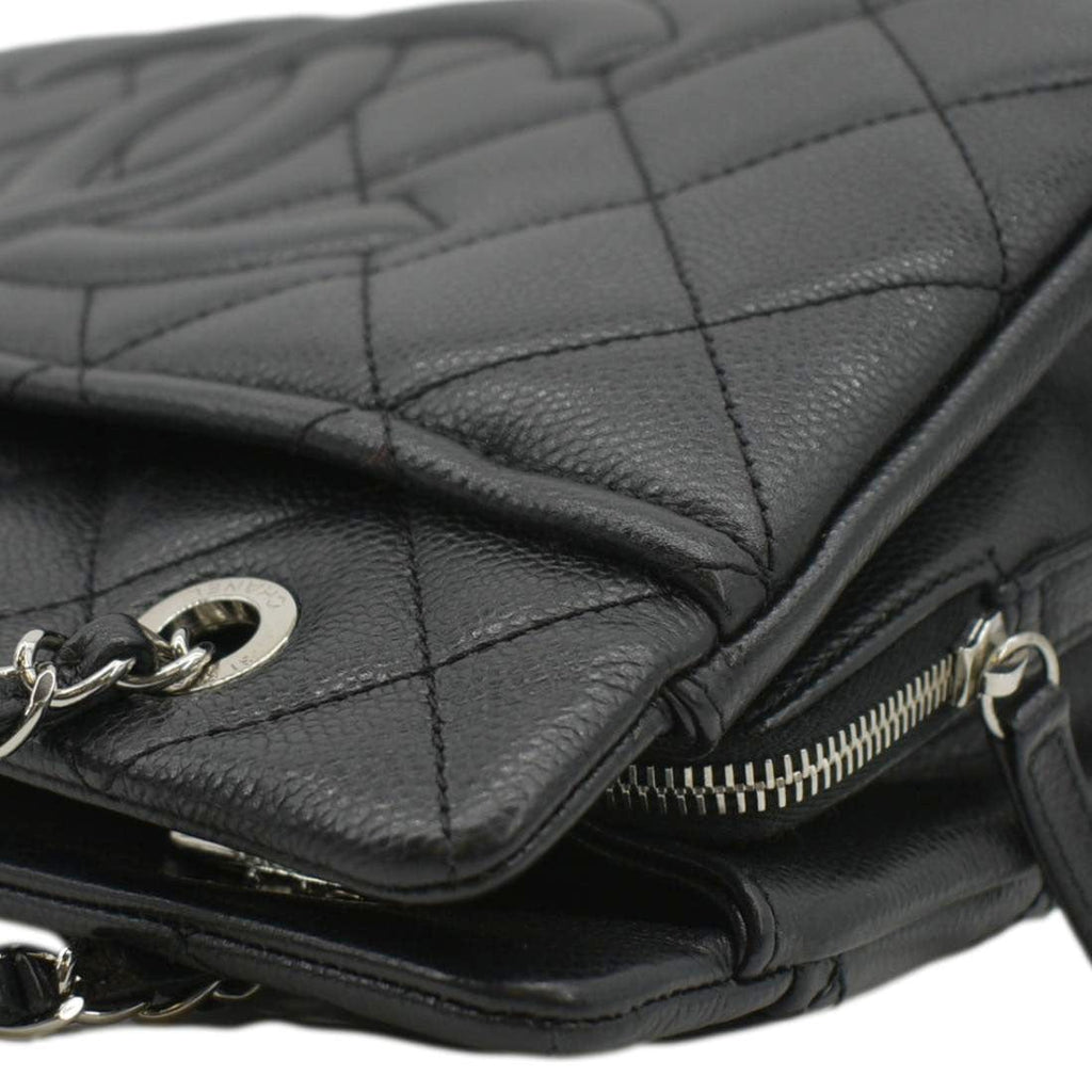 CHANEL Timeless CC Soft Quilted Caviar Leather Shopping Tote Bag Black
