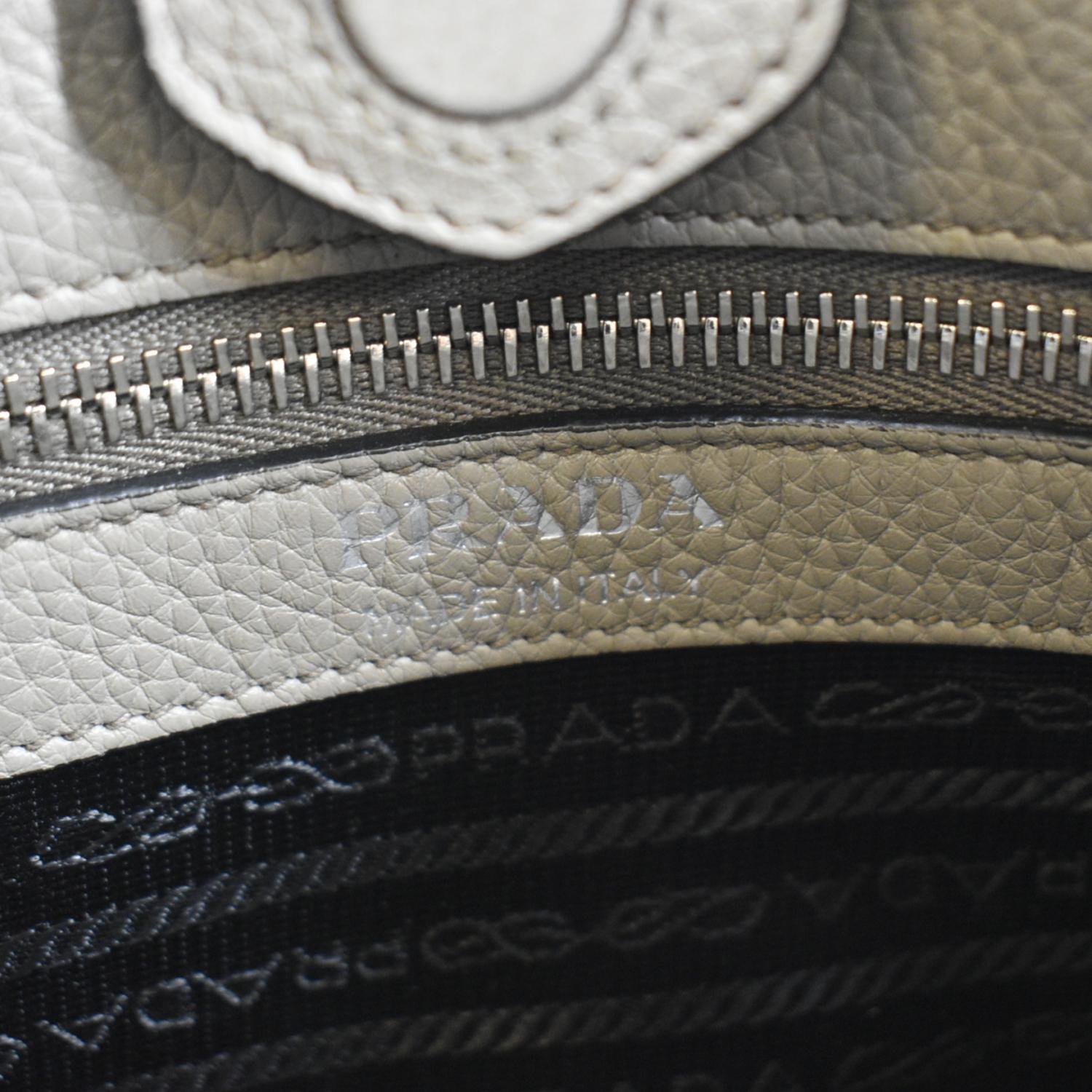 PRADA Leather Shoulder Bag Clay Grey